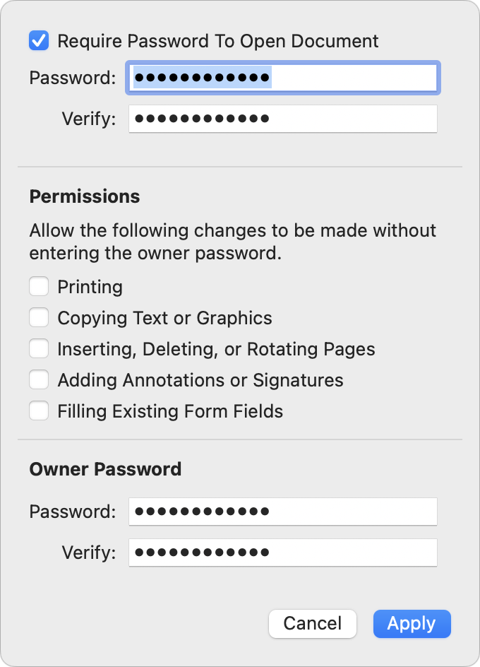 Preview password protection