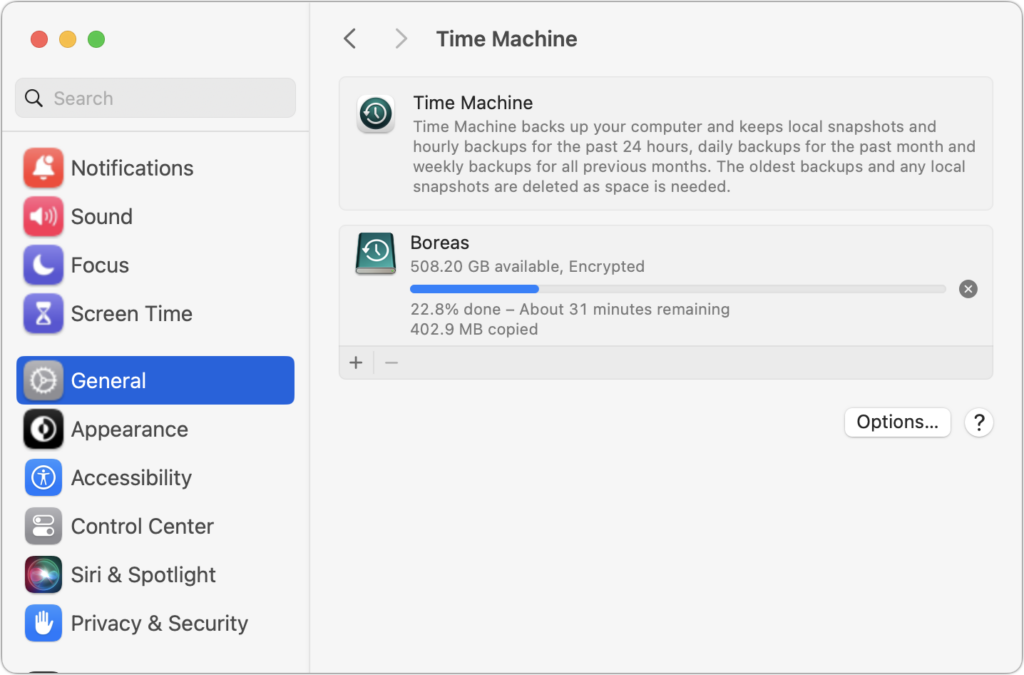 Time Machine for backups