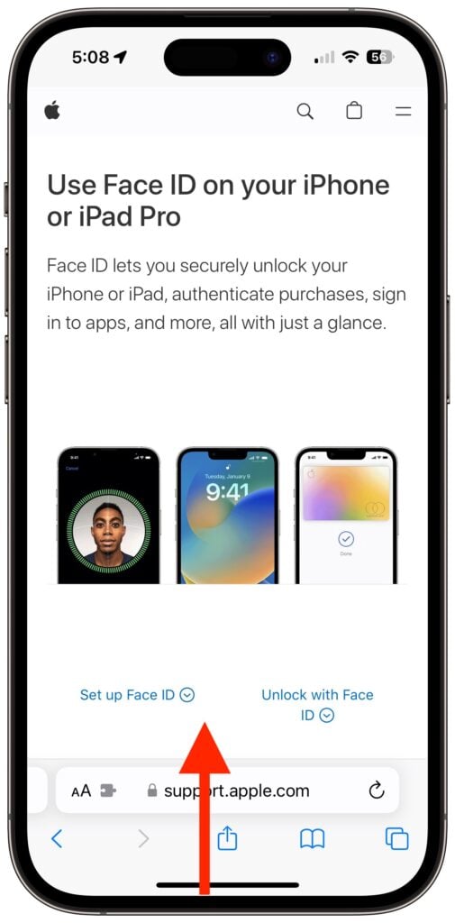 Face ID home screen
