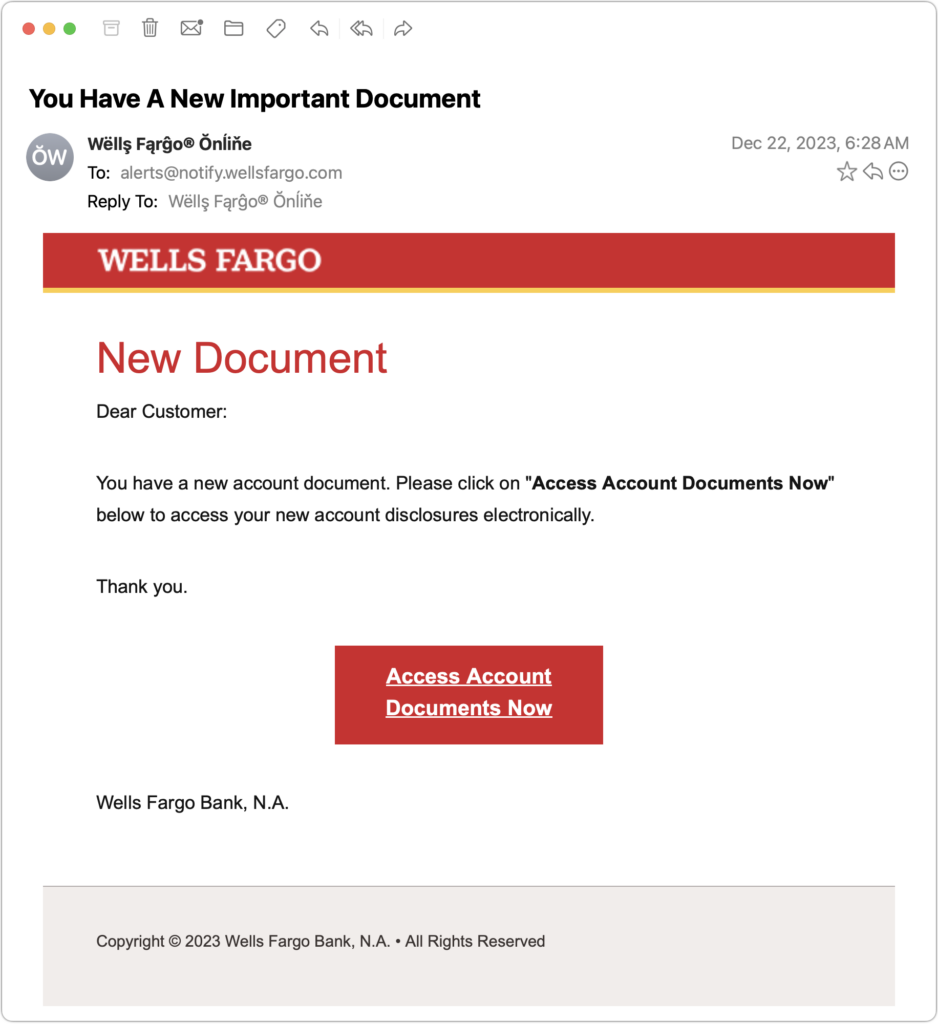 phishing email example