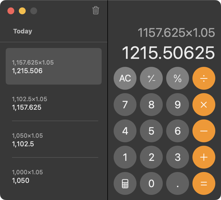 Calculator repeat feature