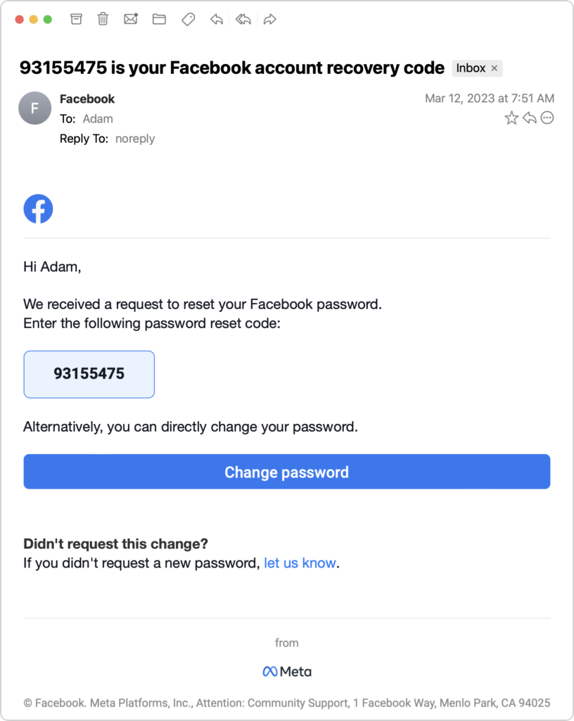 Facebook attack password recovery