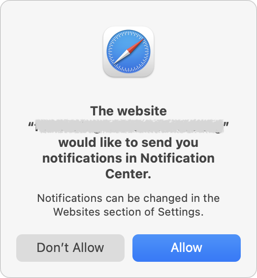 Safari notification request