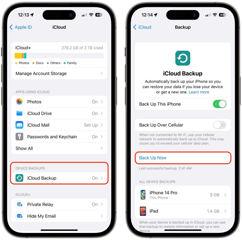 iCloud backup for iPhone