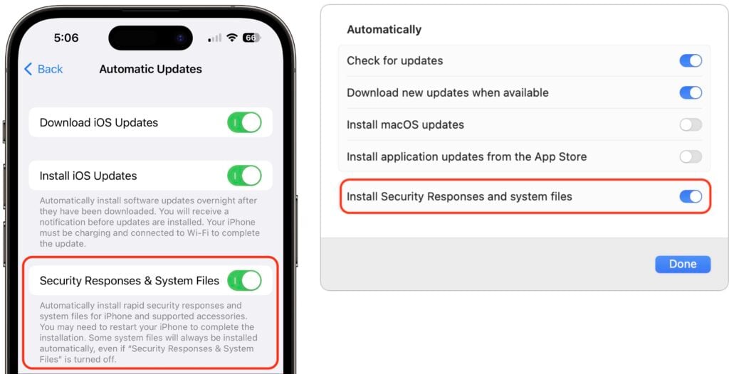 iOS macOS Rapid Security Response automatic installation