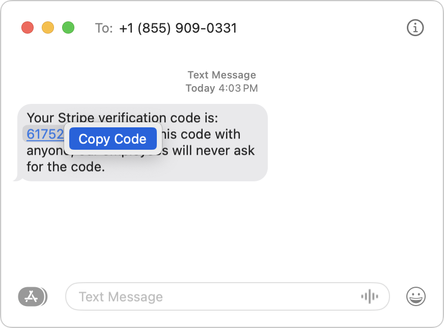 Messages copy 2FA code