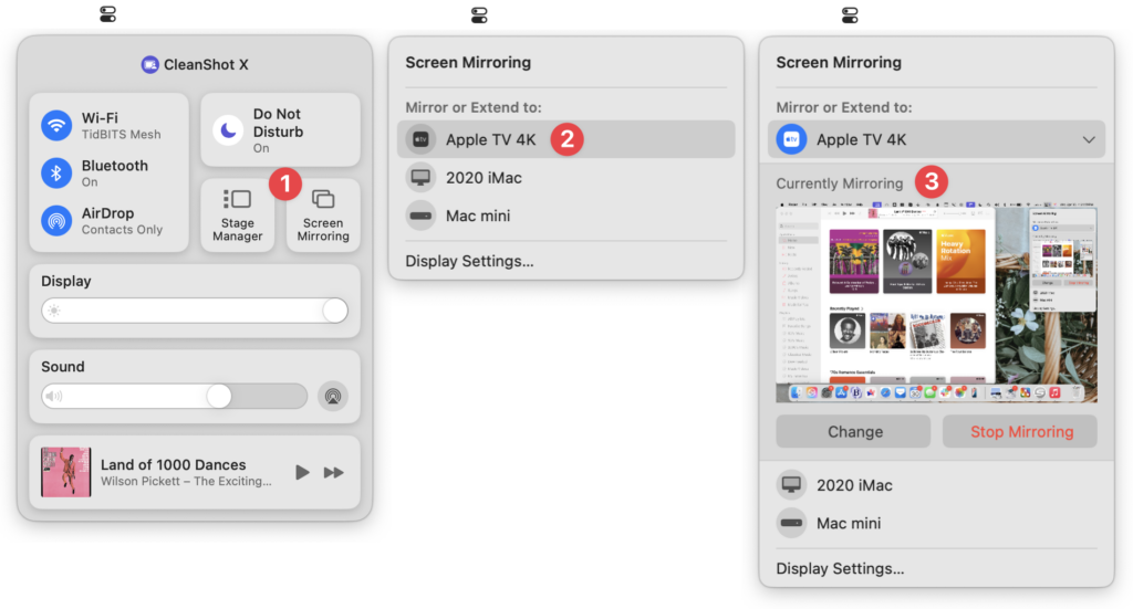Mirror screen Control Center