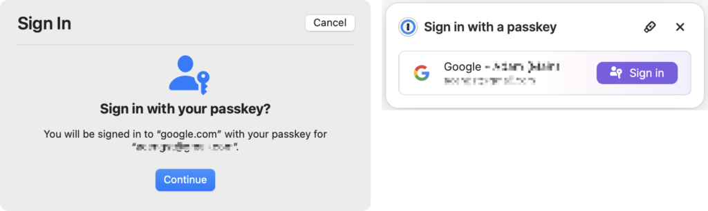 Passkey sign-in prompts