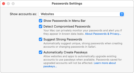 Passwords-settings