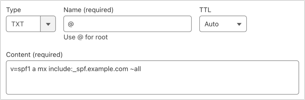 SPF TXT record example