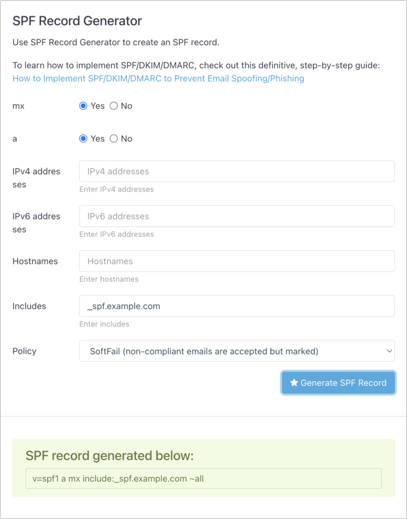 SPF record generator example