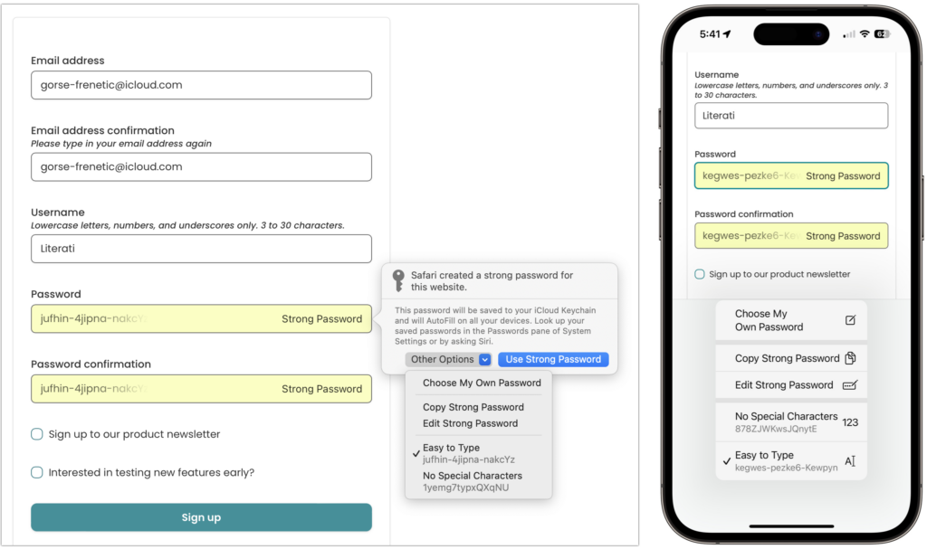 iCloud Keychain create login