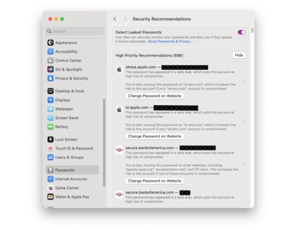 security recommendations for passwords Mac OS